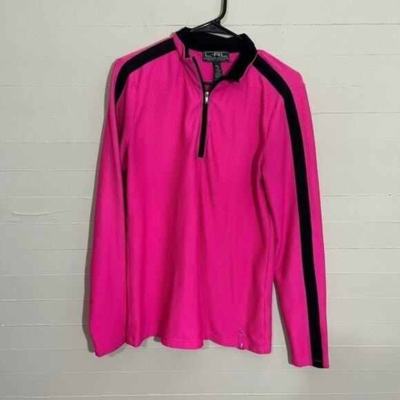 Lauren Ralph Lauren Active Pink Textured Quarter Zip Pullover SZ L - Picture 6 of 6